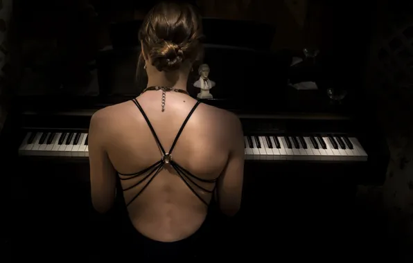 Картинка девушка, музыка, пианино