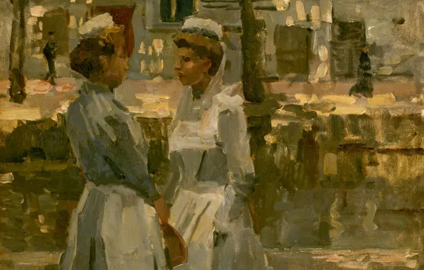 Рисунок, масло, картон, Исаак Исраэлс, 1900, Горничные, Isaac Israels
