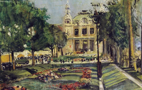 Картина, городской пейзаж, 1929, Люсьен Адрион, Lucien Adrion, Казино Монте-Карло