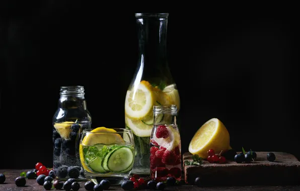 Картинка ягоды, цитрус, напиток, фрукты, лимонад
