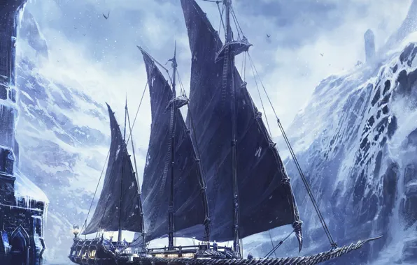 Скала, корабль, Witcher 3, Naglfar