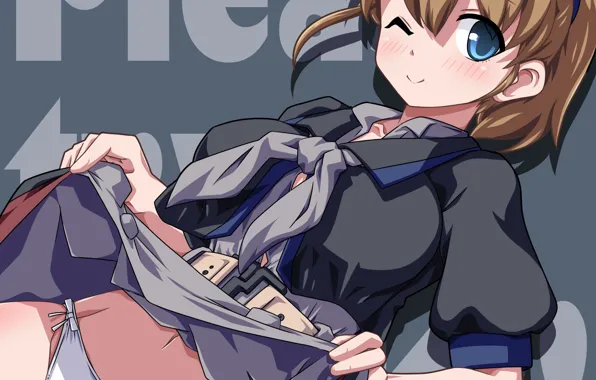Girl, sexy, lingerie, pantsu, school uniform, panties, brown hair, anime