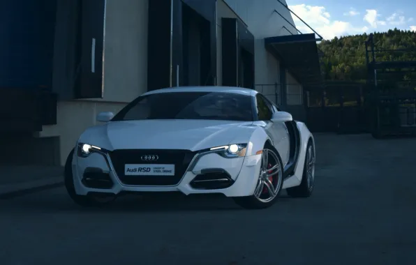 Картинка Concept, Audi, Car, Auto, Front, White, Ligth, RSD