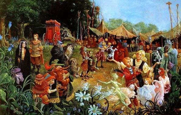 Цветы, поляна, сказка, картина, цирк, фэнтези, lrs Christensen