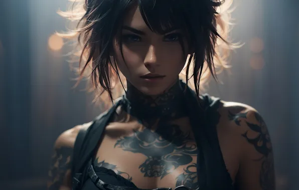 Anime, Tattoo, Anime Girl, AI Generated, Anime Girl with Tattoo