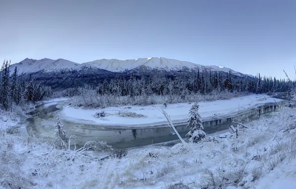 Картинка снег, пейзаж, река