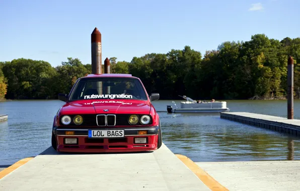 BMW, red, front, E30, 325es