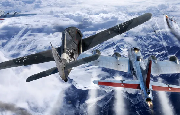USAF, B-17, B-17G, Luftwaffe, Fw-190, Fw.190A-8, Боевой самолёт