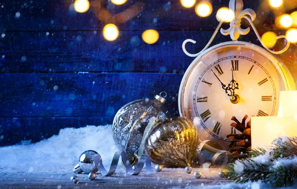 Картинка снег, часы, Новый Год, Рождество, new year, happy, fireworks, 2017
