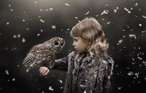 Картинка сова, девочка, Owl whisperer