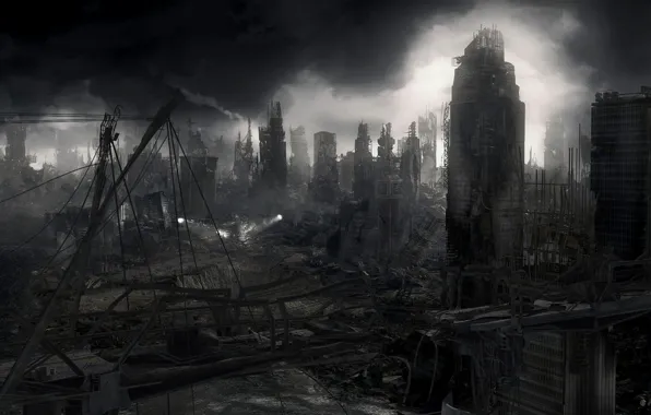 Картинка город, апокалипсис, разрушения