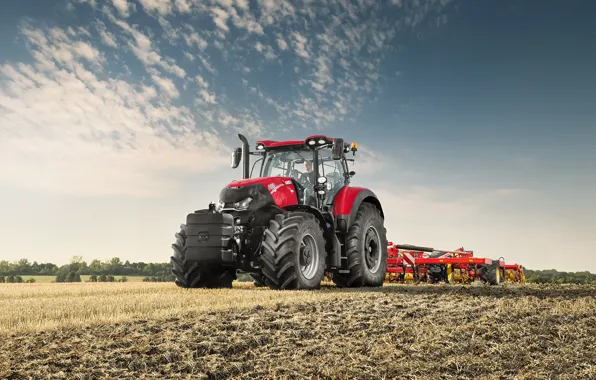 Sky, field, tractor, agriculture, Case IH Optum CVX 300