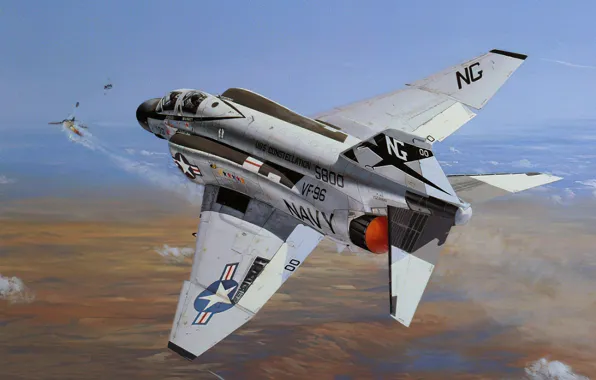 Картинка war, art, airplane, aviation, jet, f-4 Phantom