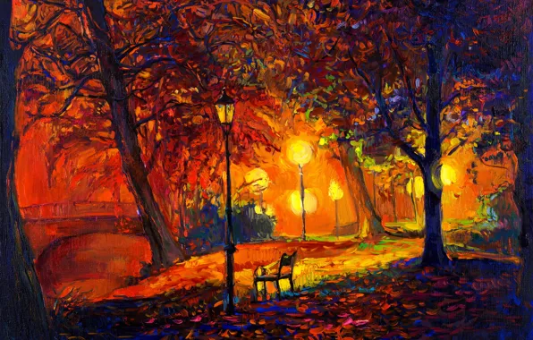 Пейзаж, краски, картина, живопись, landscape, autumn, painting, oil