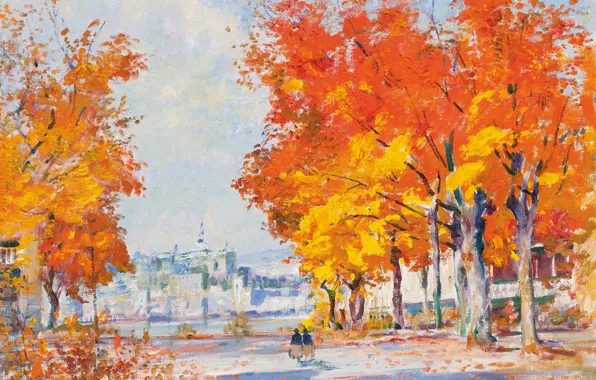Картинка осень, пейзаж, картина, The Maples. Quebec from Levis, Robert Wakeham Pilot