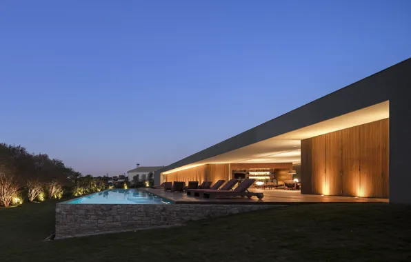 Вилла, вечер, бассейн, освещение, outdoor-indoor house, by Studio Marcio Kogan-27, Casa Lee