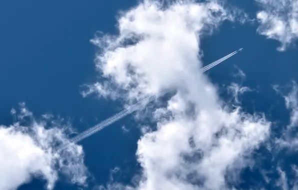 Картинка облака, след, Самолет