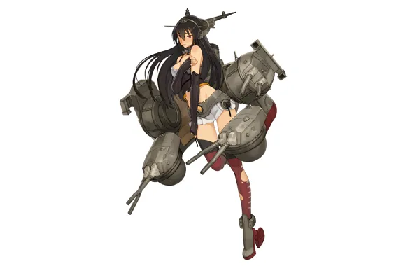 Girl, sexy, cleavage, blouse, thighhighs, long hair, boobs, anime