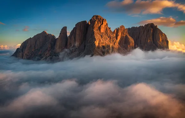 Картинка небо, облака, горы, sky, mountains, clouds, Dolomites, Доломиты