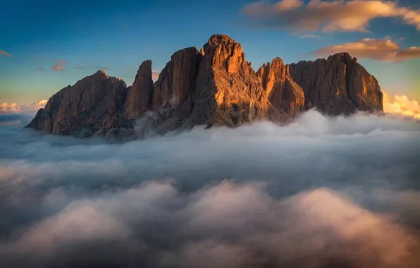 Небо, облака, горы, sky, mountains, clouds, Dolomites, Доломиты