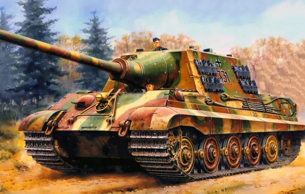 Рисунок, арт, САУ, Jagdtiger, Sd.Kfz.186, германская самоходная артиллерийская установка, Ягдтигр, Panzerjäger Tiger