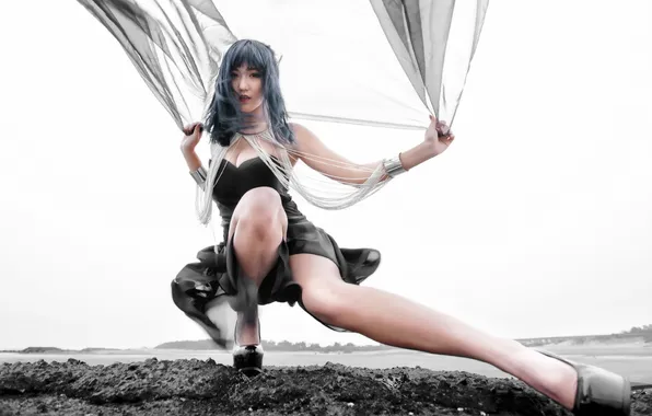 Девушка, поза, фон