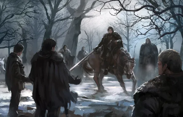Картинка Ghost, direwolf, Game of Thrones, Jon Snow