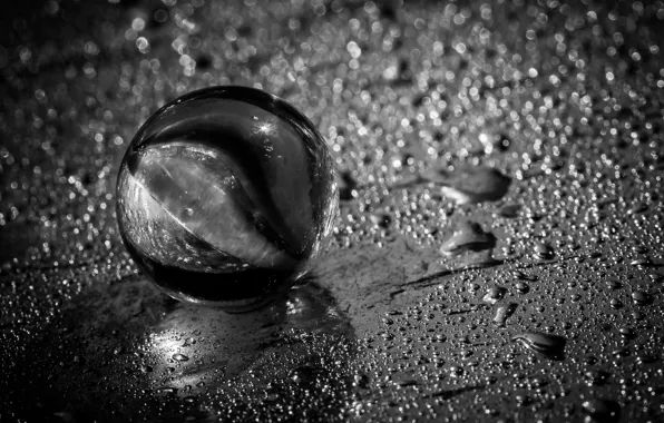 Glass, black and white, ball of glass