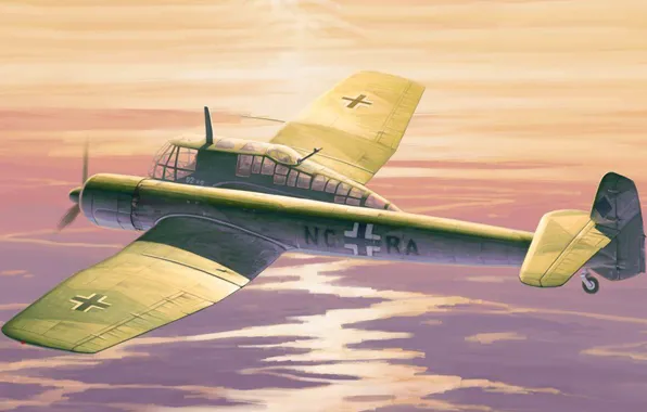 Картинка war, art, airplane, painting, ww2, Blohm &ampamp; Voss Bv 141