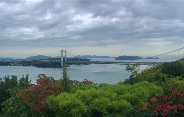 Острова, мост, природа, вид, Япония, Japan, nature, bridge