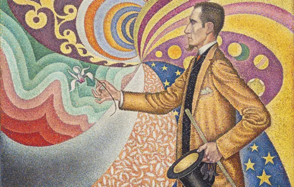 Картинка картина, Поль Синьяк, Портрет Феликса Фенеона, пуантилизм