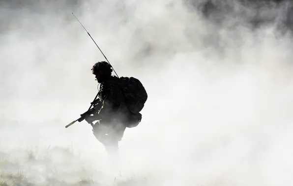 Картинка туман, оружие, армия, солдат