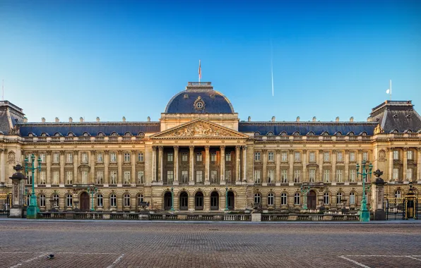 Небо, площадь, Бельгия, дворец, Brussels, Royal Palace