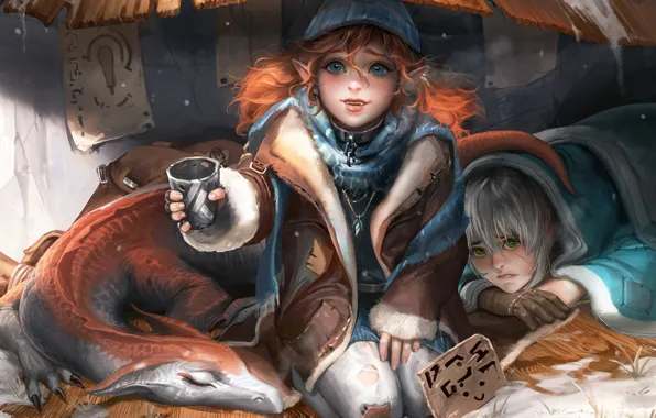 Дракон, мальчик, девочка, elf