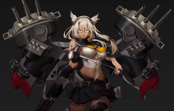 Gun, soldier, weapon, war, neko, anime, cat, red eyes