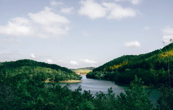 Картинка green, water, mountains, lake