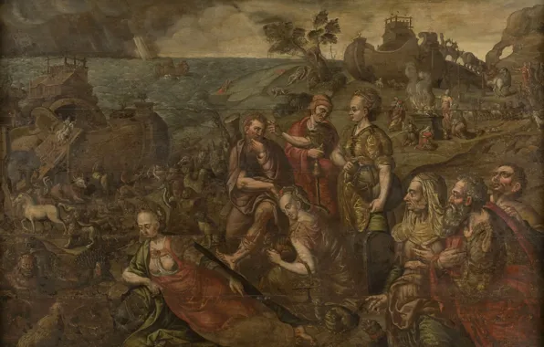 Масло, картина, Ноев ковчег, мифология, 1599