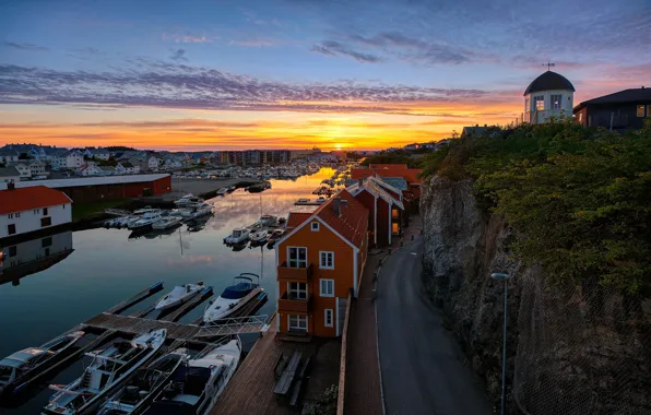 Картинка лодки, вечер, Норвегия, Haugesund