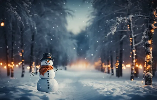 Зима, снег, Рождество, Новый год, снеговик, Christmas, winter, snow