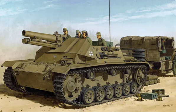 Картинка арт, САУ, Pz.Kpfw.III, Вторая Мировая война, WW2, Вермахт, DAK, Немецкий Африканский Корпус