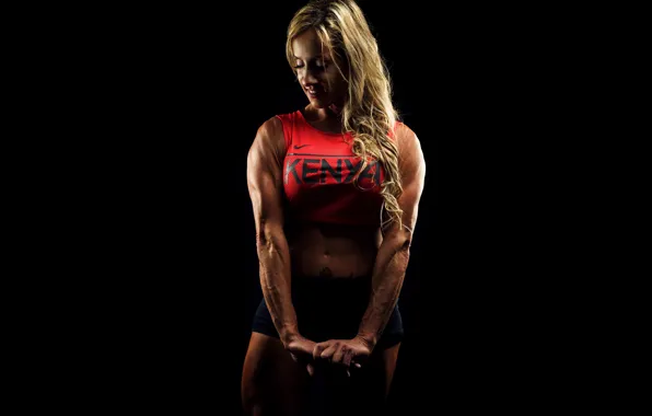 Girl, muscles, blonde, female, fitness