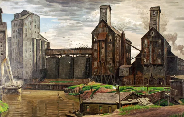 Картинка Charles Ephraim Burchfield, 1932-38, Grain Elevators
