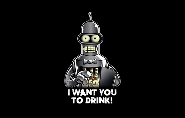 Минимализм, Робот, Стиль, Пиво, Фон, Бендер, Футурама, Futurama