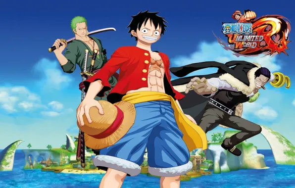 Sword, game, One Piece, sea, pirate, hat, anime, katana