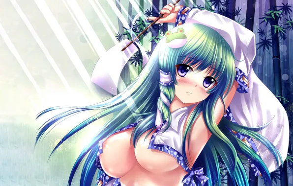 Girl, sexy, cleavage, long hair, boobs, anime, beautiful, purple eyes