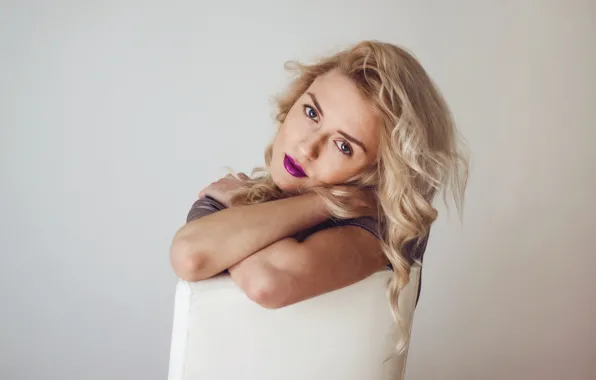 Взгляд, макияж, стул, губы