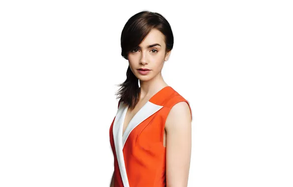 Взгляд, девушка, кофта, lily collins