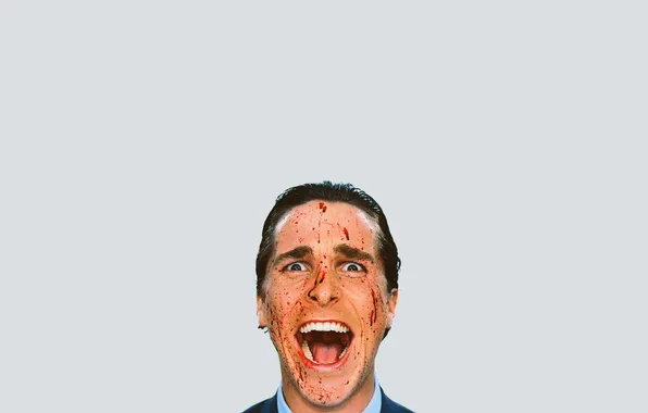 Картинка кровь, Кристиан Бэйл, эмоция, Американский психопат, Патрик Бэйтмен, American Psycho