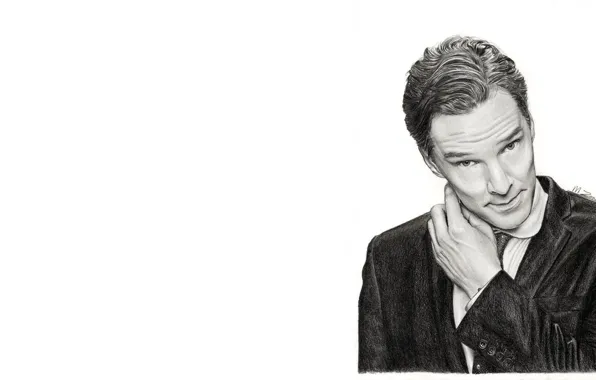 Бенедикт Камбербэтч, Benedict Cumberbatch, рисунок простым карандашом, by meikezane