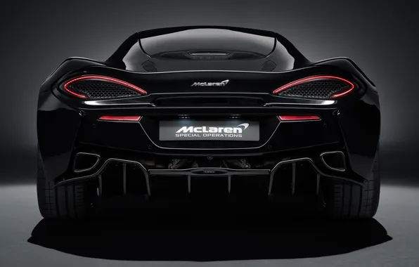 Фары, McLaren, суперкар, вид сзади, 2018, MSO, 570GT, Black Collection